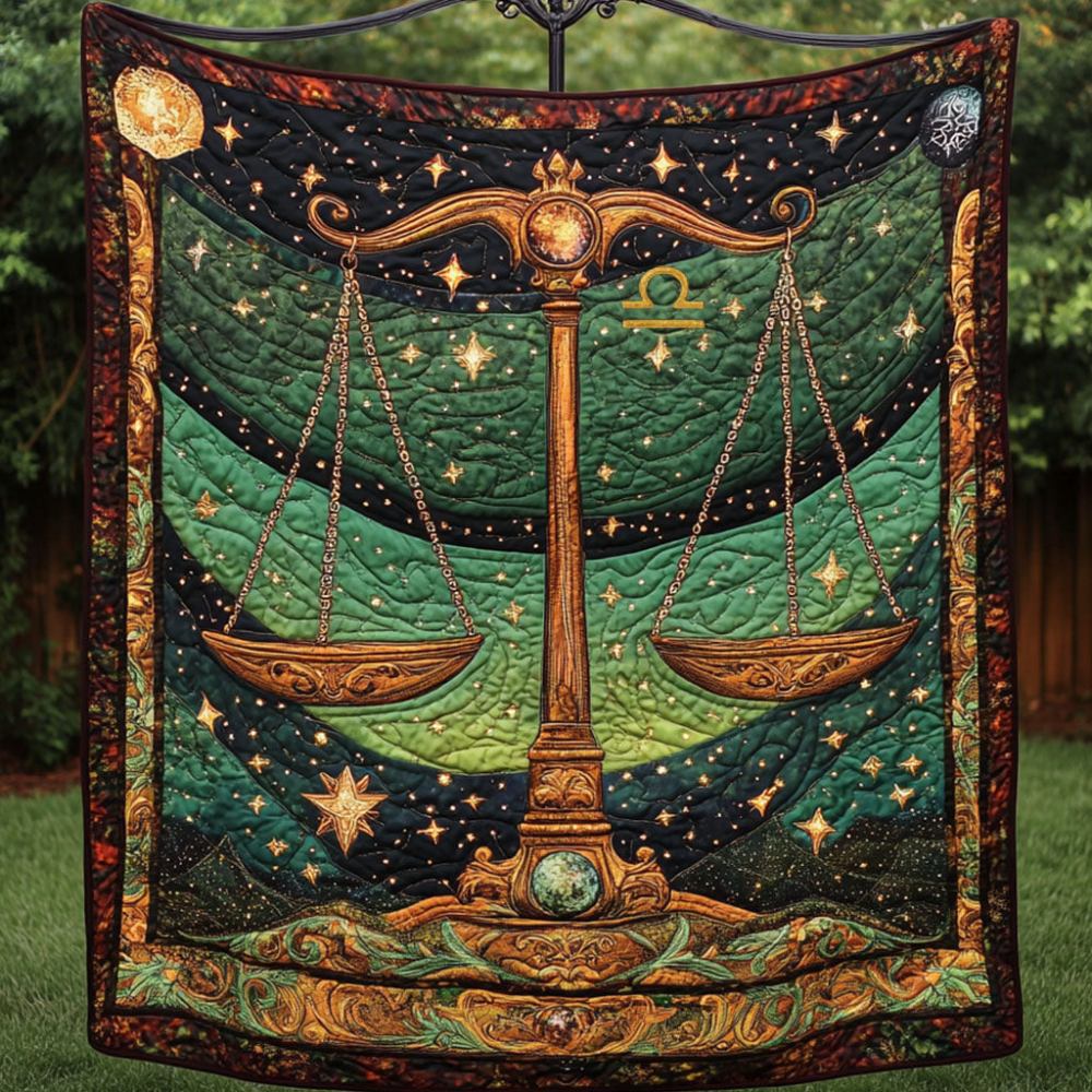 Libra Night Balance Quilted Blanket Best Throw Blanket Birthday Gifts For Libra Woman - Marykun