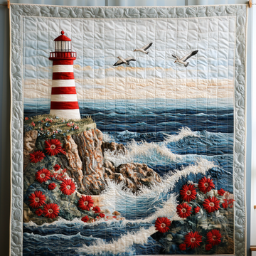 Lighthouse Bloom Quilted Blanket Christmas Bedroom Decor Lighthouse Themed Gifts - Marykun