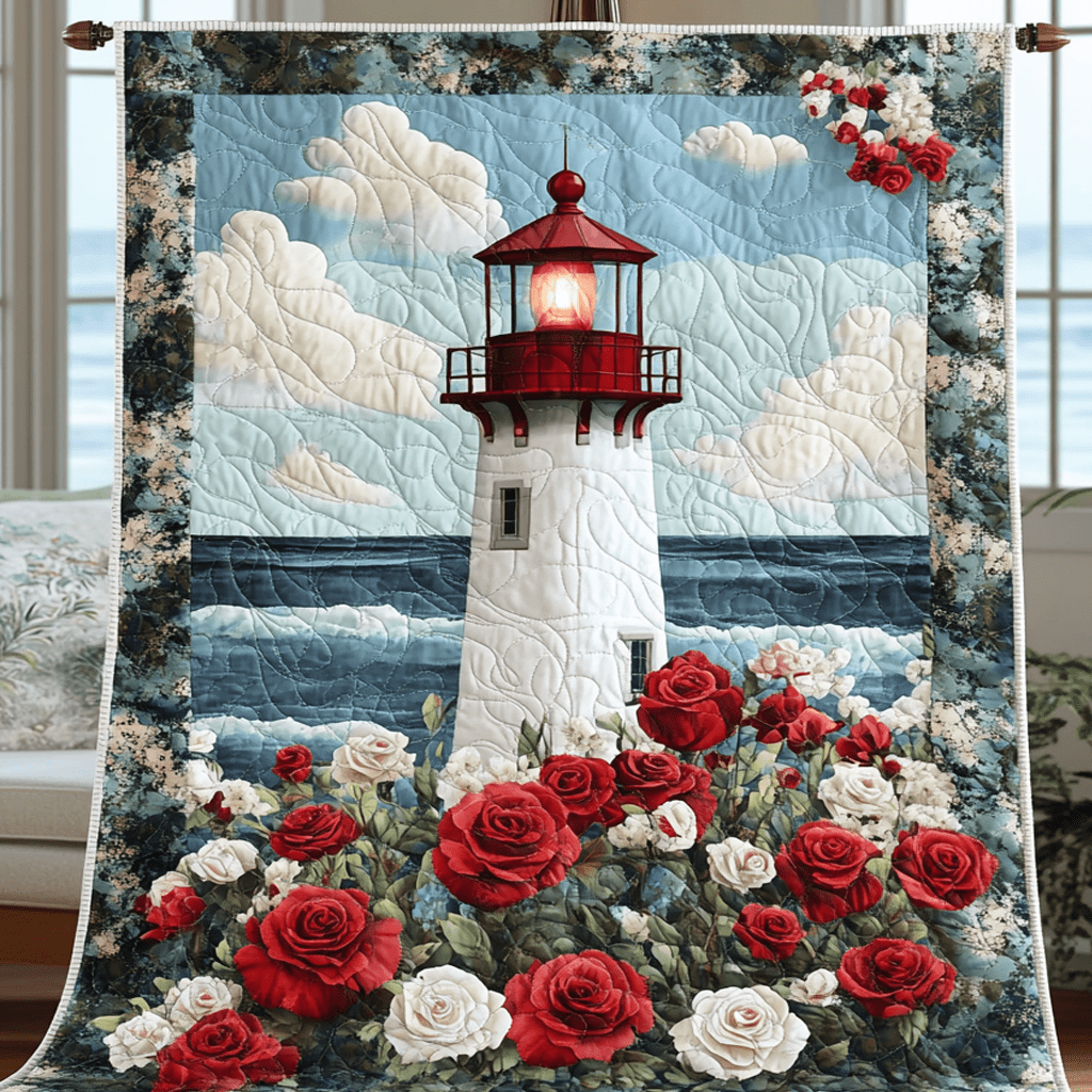 Lighthouse Breeze Quilted Blanket Bed Christmas Decor Lighthouse Gifts For Mom - Marykun