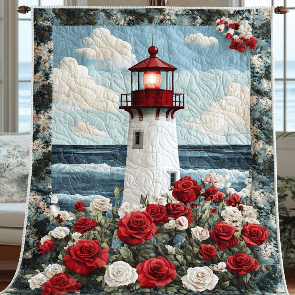 Lighthouse Breeze Quilted Blanket Bed Christmas Decor Lighthouse Gifts For Mom - Marykun