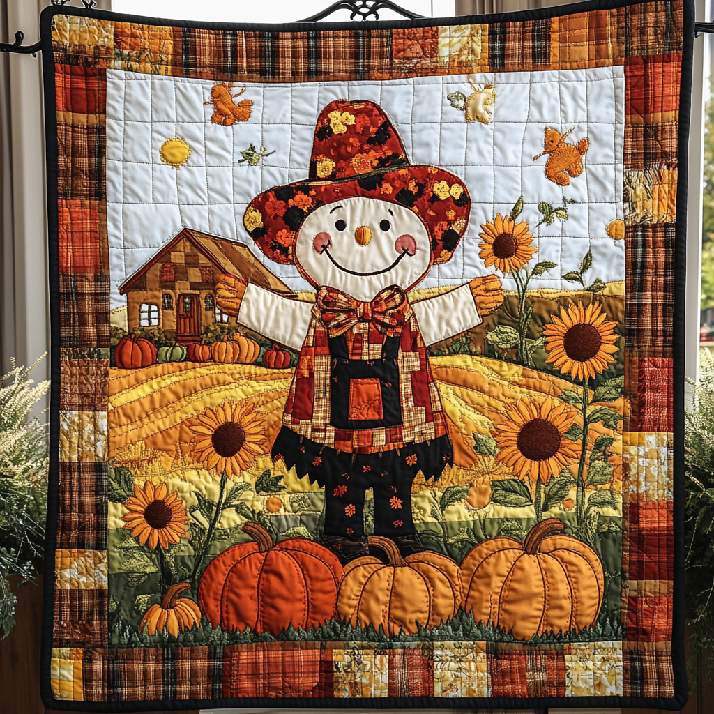 Little Scarecrow Quilted Blanket Cozy Fall Blankets Skull Birthday Presents - Marykun