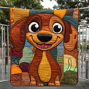 Little Tail Wag Quilted Blanket Best Couch Throw Blanket Dachshund Gifts For Christmas - Marykun