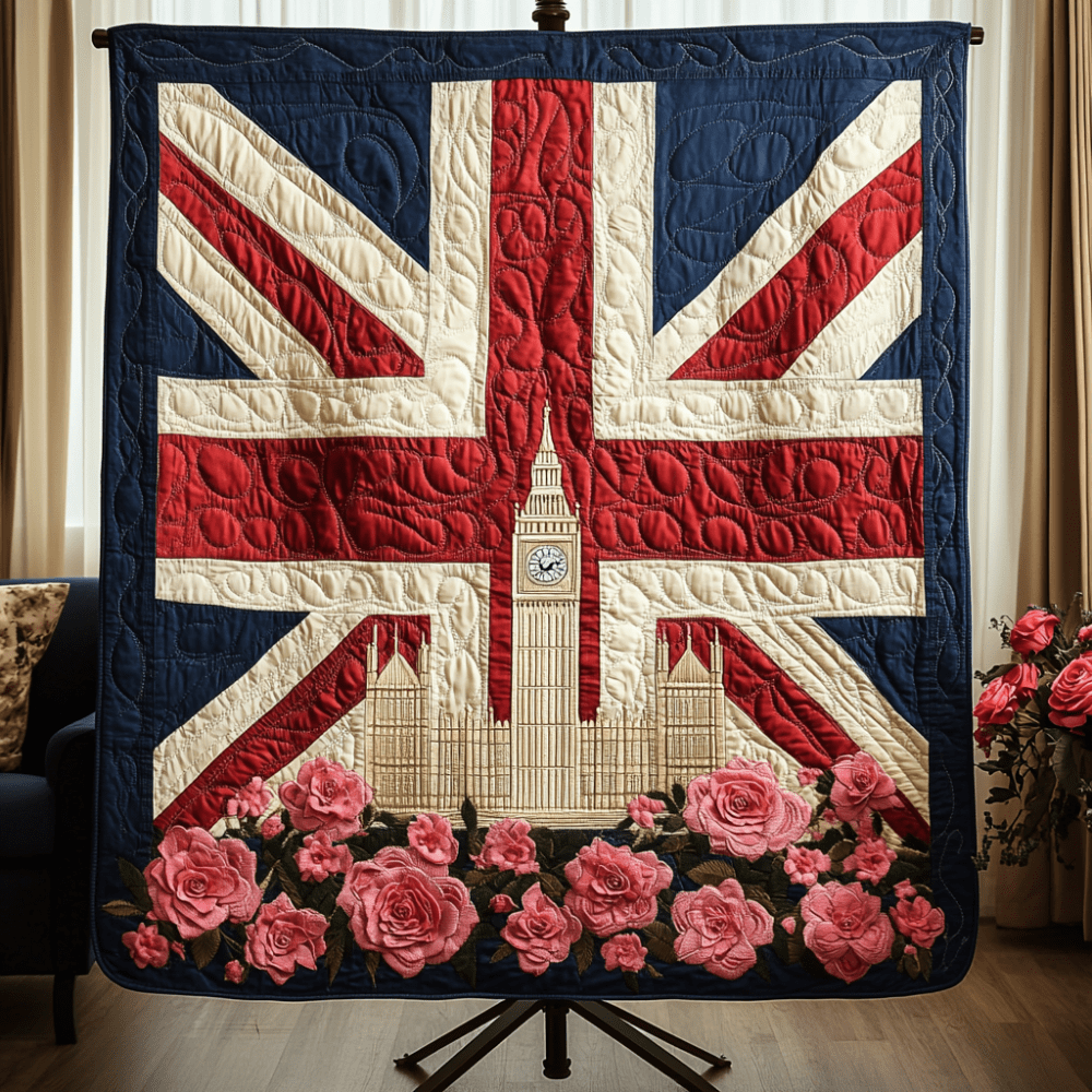 London Roses Quilted Blanket Christmas Holiday England British Gifts - Marykun