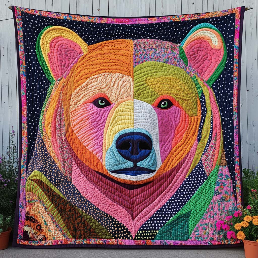 Lone Fur Spirit Quilted Blanket Sofa Couch Throw Blanket Gifts For Bear Lovers - Marykun