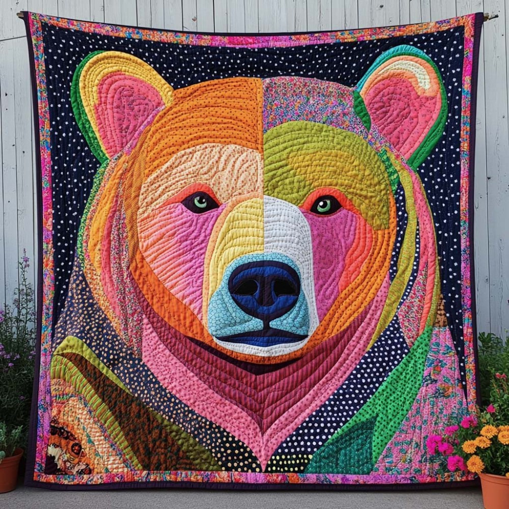 Lone Fur Spirit Quilted Blanket Sofa Couch Throw Blanket Gifts For Bear Lovers - Marykun