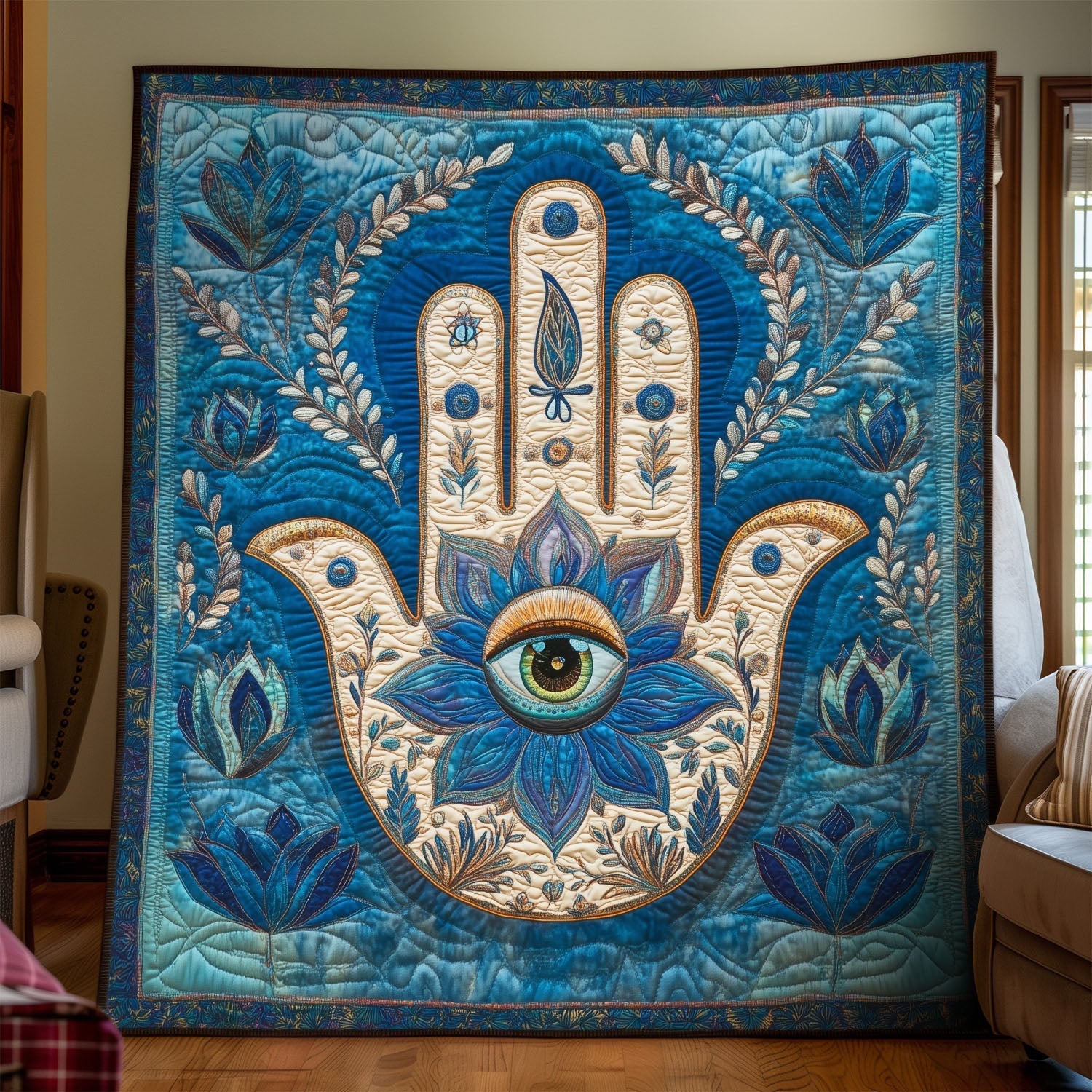 Lotus Enlightenment Quilted Blanket Home Bedding Decor Lotus Flower Gift Items - Marykun