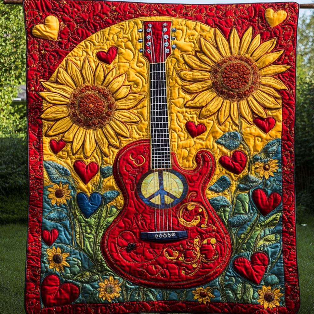 Love Strings Quilted Blanket Best Couch Throw Blanket Best Christmas Gifts For Guitar Players - Marykun