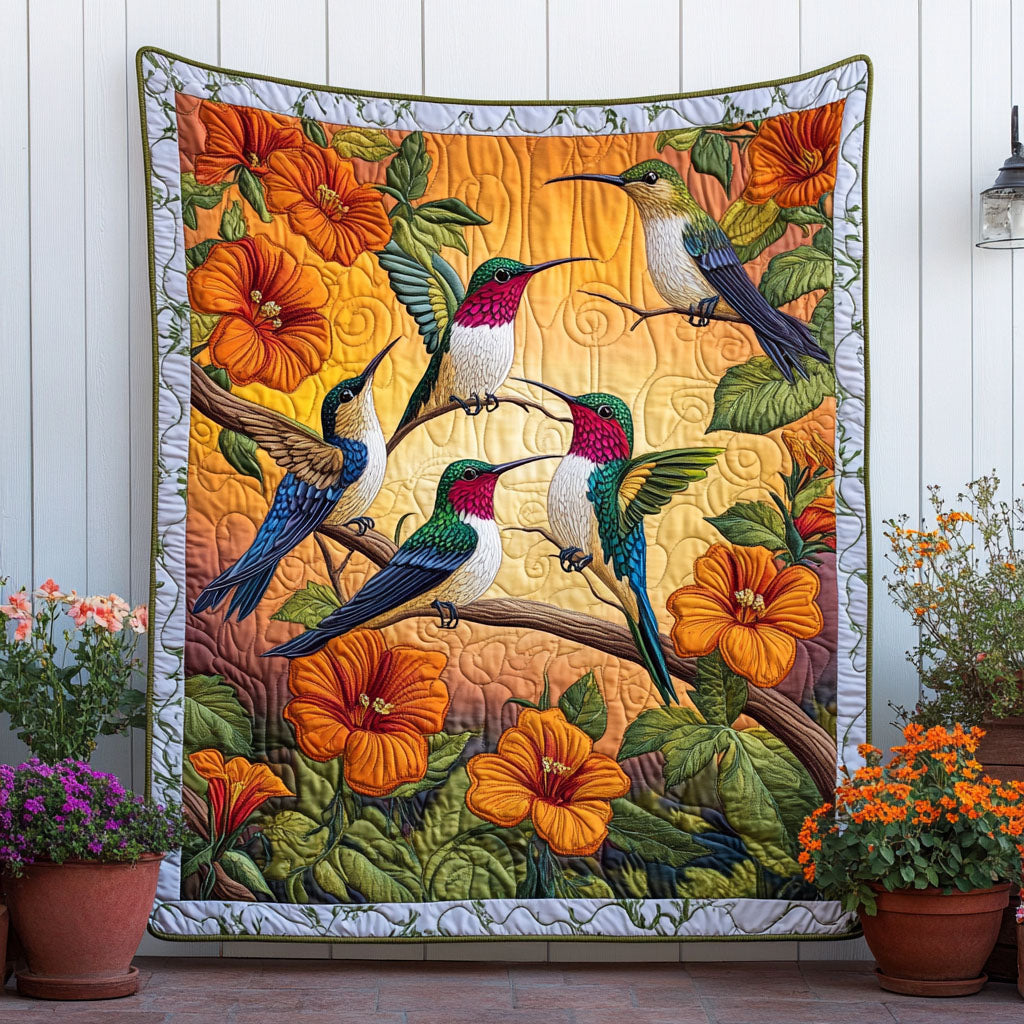 Lush Flutter Quilted Blanket Cool Throw Blanket Great Hummingbird Lover Gift Ideas - Marykun