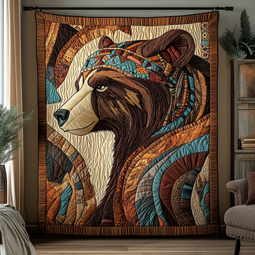 Majestic Bear Quilted Blanket Sofa Couch Throw Blanket Native American Dad Birthday Gifts - Marykun
