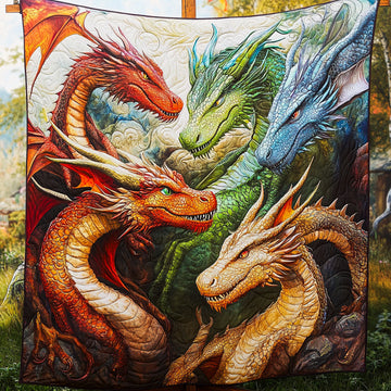 Majestic Dragons Quilted Blanket Bedroom Decor Christmas Cool Gifts For Dragon Lovers - Marykun