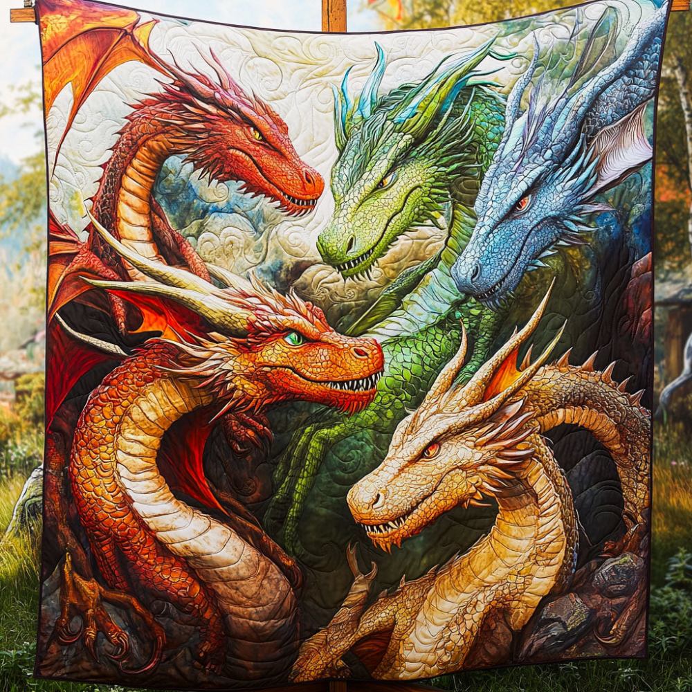 Majestic Dragons Quilted Blanket Bedroom Decor Christmas Cool Gifts For Dragon Lovers - Marykun