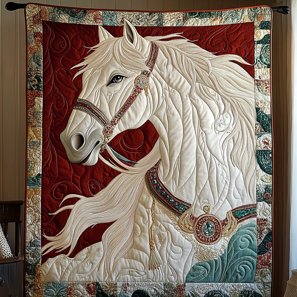 Majestic Horse Quilted Blanket Best Couch Throw Blanket Cool Gifts For Lion Lovers - Marykun