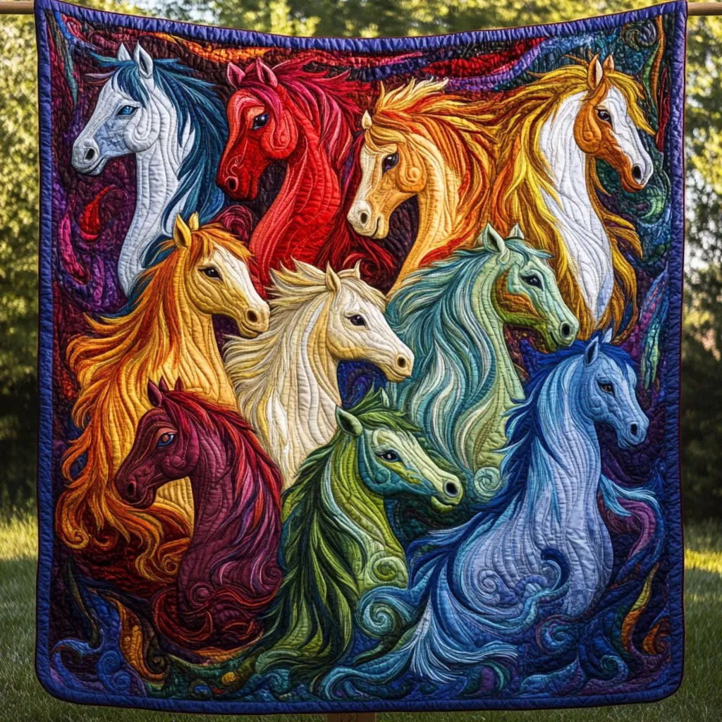 Majestic Horses Quilted Blanket Bed Christmas Decor Practical Gifts For Horse Owners - Marykun