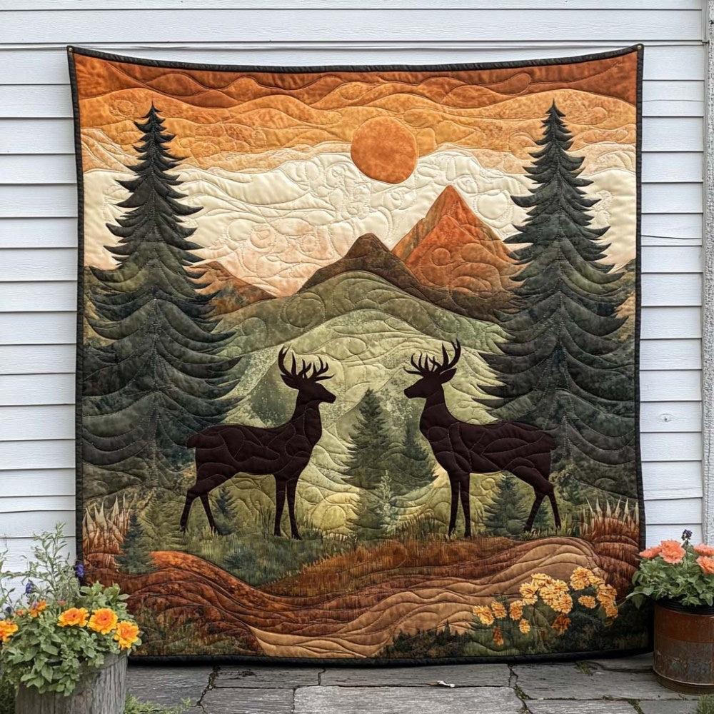 Majestic Stag Quilted Blanket Holiday Throw Blanket Gifts For Deer Lovers - Marykun