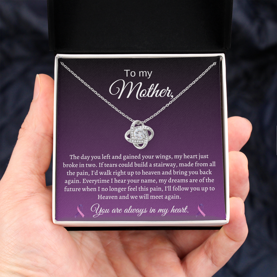 Gift for daughter loss of mother- I'll follow you up to heaven and we will meet again