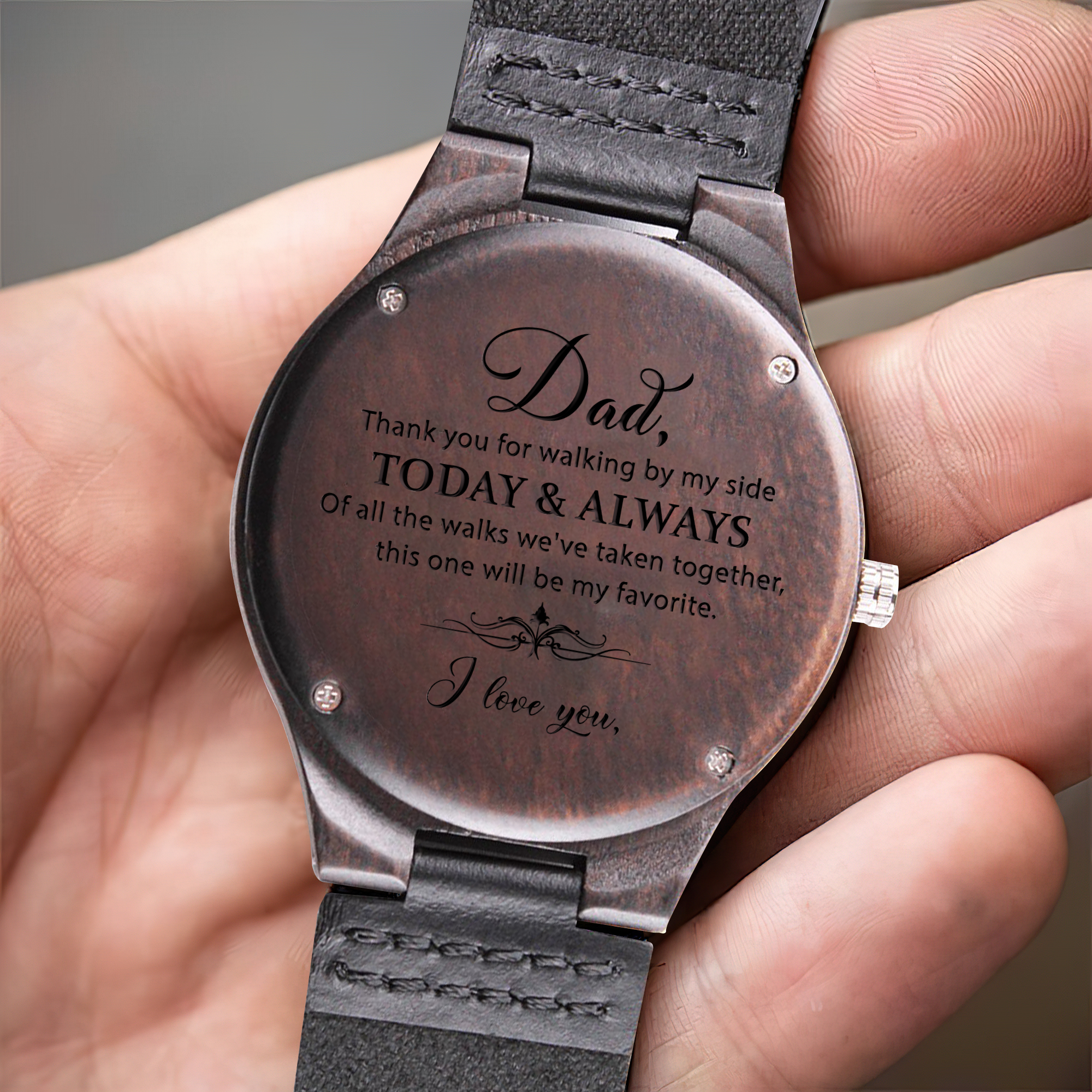 Wood Watch Gift for Dad- Thank you for walking by my side