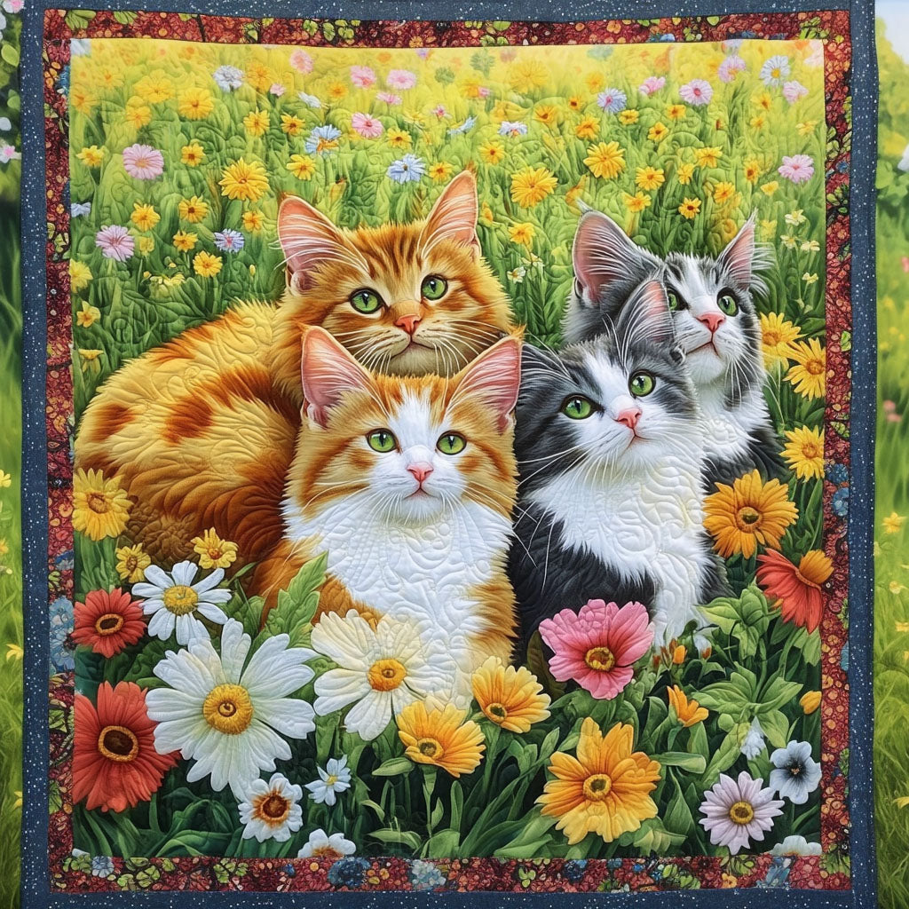 Meadow Companions Quilted Blanket Cool Throw Blanket Present Ideas For Cat Lovers - Marykun