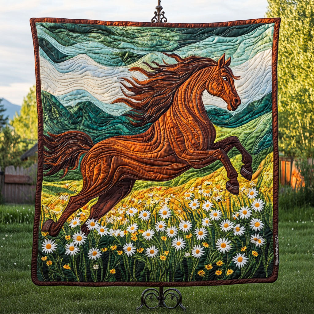 Meadow Run Quilted Blanket Bedroom Decor Christmas Gifts For Horse Lovers Men - Marykun