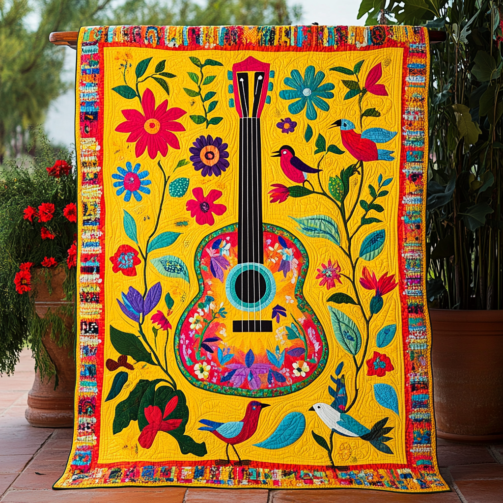 Melody Bloom Quilted Blanket Sofa Couch Throw Blanket Mexican Culture Gifts - Marykun