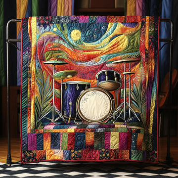 Melody in Motion Quilted Blanket Best Couch Throw Blanket Xmas Gifts For Drummers - Marykun