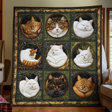 Meow Meadows Quilted Blanket Winter Decor Blanket Black Cat Gifts For Her - Marykun