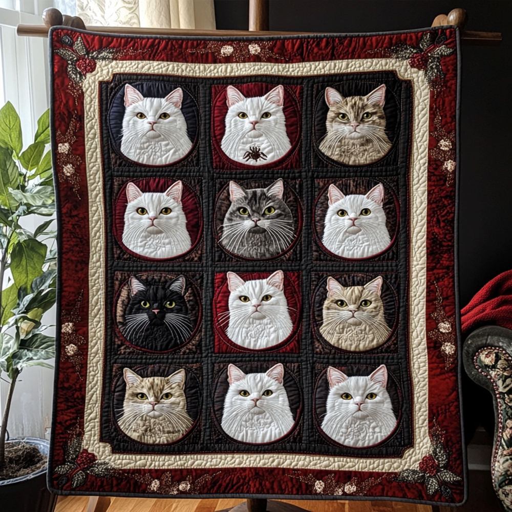 Meow Moods Quilted Blanket Nice Throw Blanket Gifts For Black Cat Lovers - Marykun