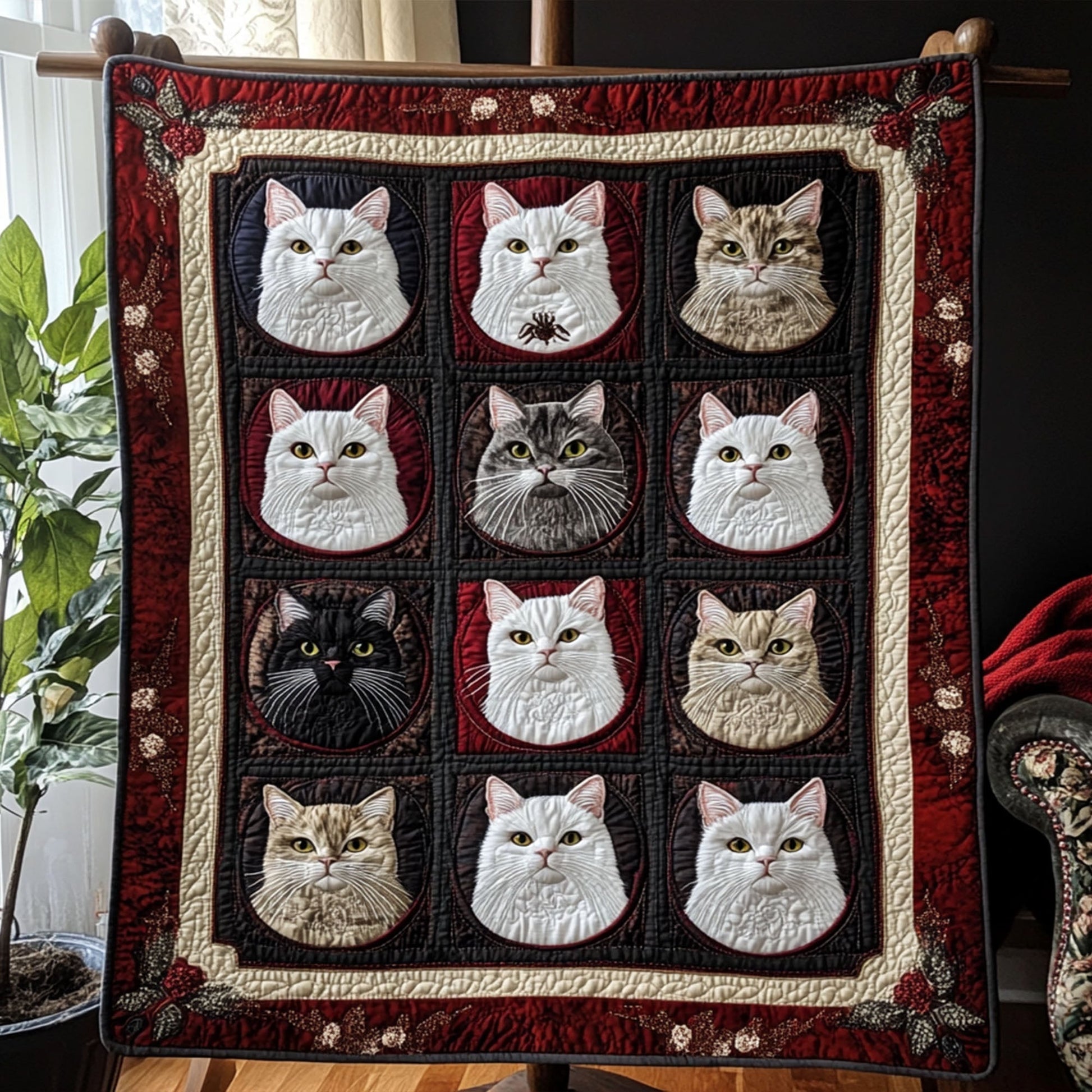 Meow Moods Quilted Blanket Nice Throw Blanket Gifts For Black Cat Lovers - Marykun