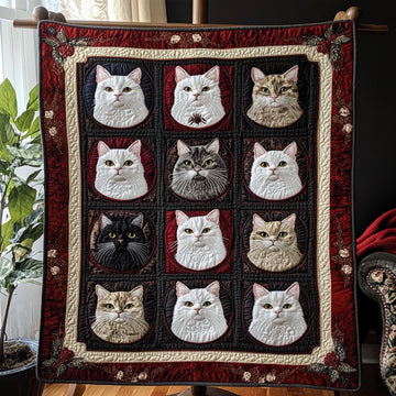 Meow Moods Quilted Blanket Nice Throw Blanket Gifts For Black Cat Lovers - Marykun