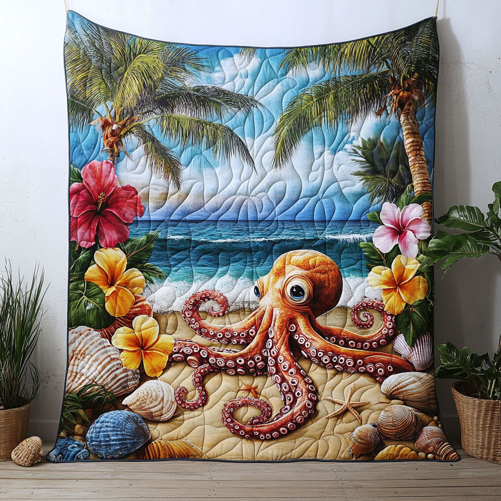Midnight Arms Quilted Blanket Holiday Throw Blanket Gifts For Octopus Lovers - Marykun