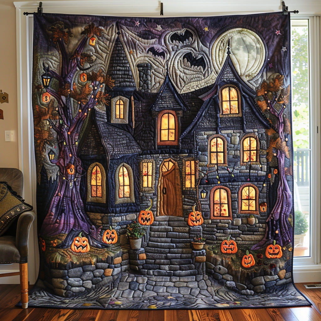 Midnight Manor Quilted Blanket Halloween Throw Blanket Halloween Gift Ideas For Adults - Marykun