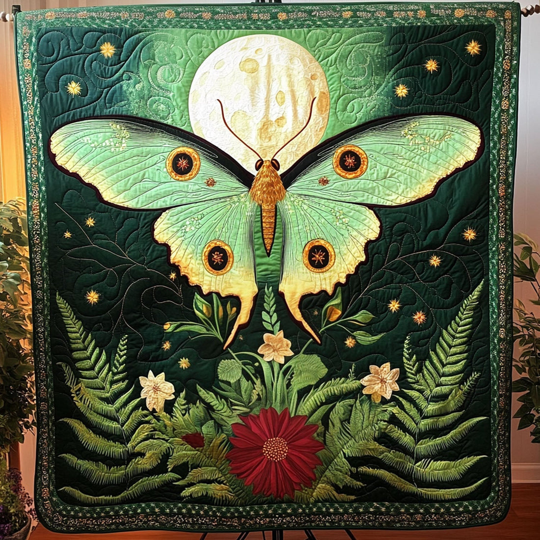 Midnight Moth Quilted Blanket Best Throw Blanket Butterfly Gift Ideas For Lovers - Marykun