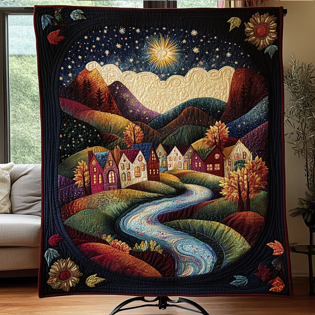 Midnight Oasis Quilted Blanket Best Throw Blanket Cute Elephant Gifts For Women - Marykun