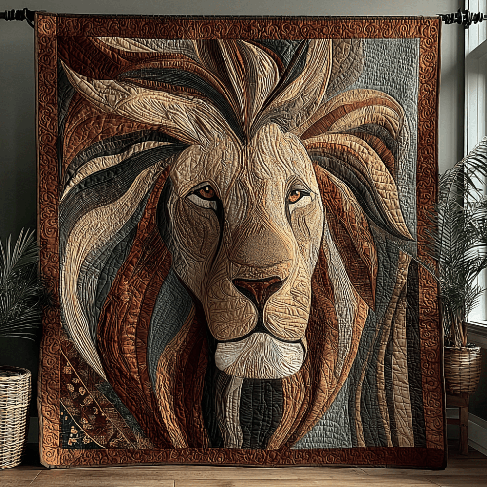 Mighty Lion Quilted Blanket Nice Throw Blanket Gift For Wildlife Lovers - Marykun