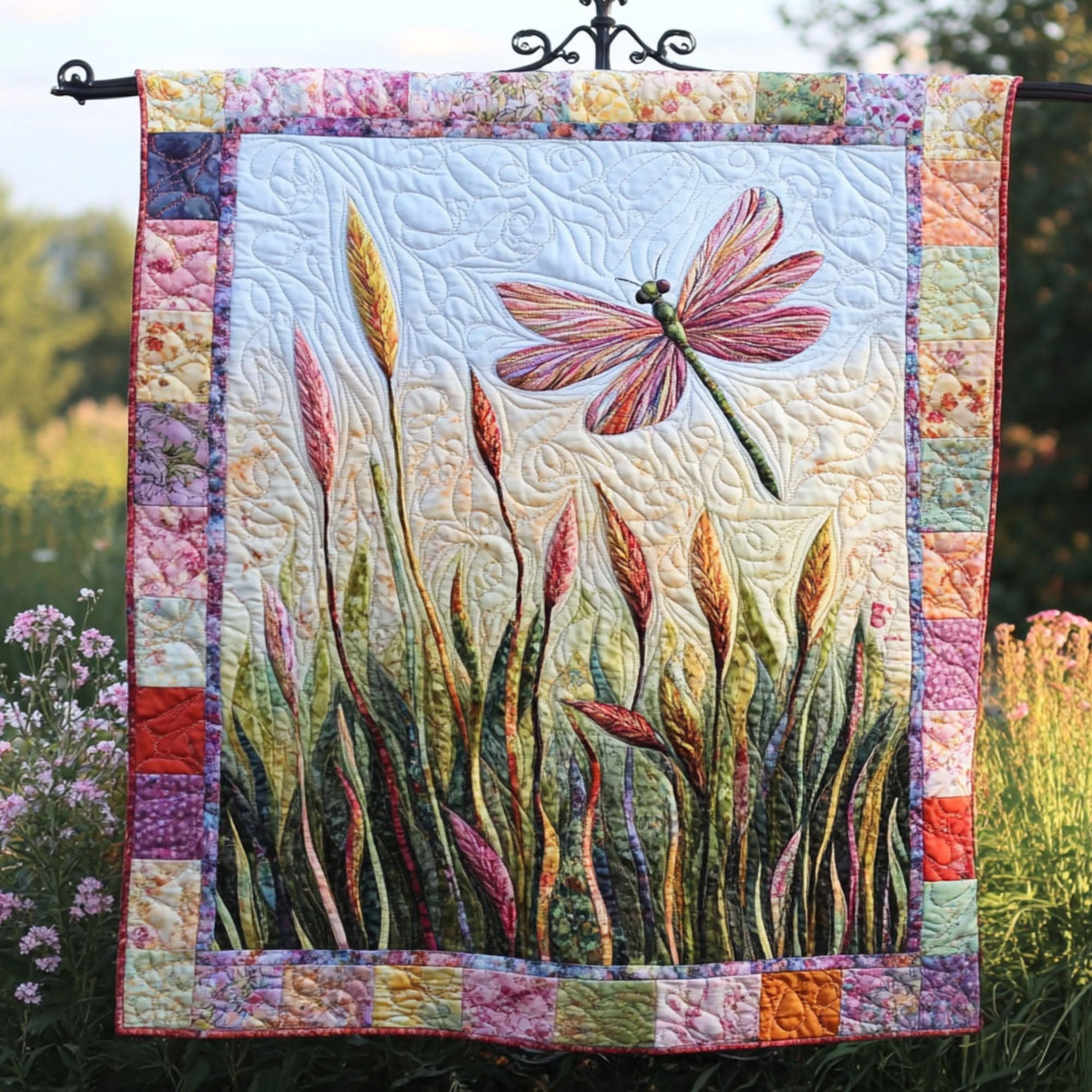 Misty Dragonfly Quilted Blanket Winter Decor Blanket Dragonfly Themed Gifts - Marykun