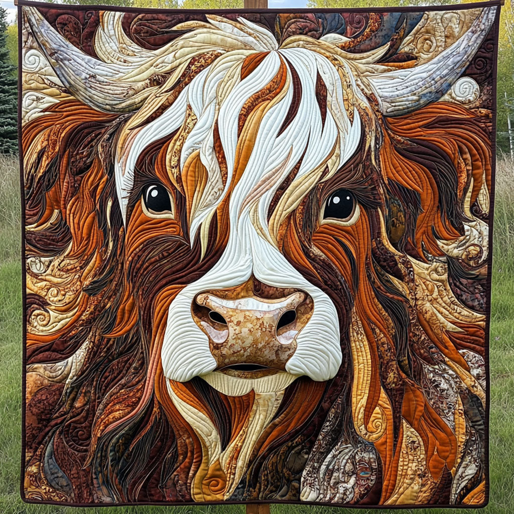 Misty Highland Majesty Quilted Blanket Bedroom Decor Christmas Highland Cow Stuff Gifts - Marykun