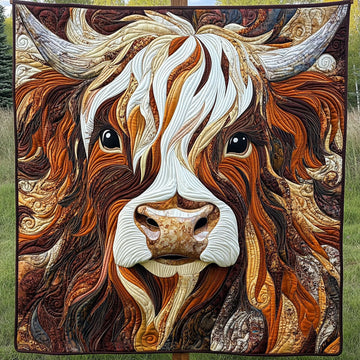 Misty Highland Majesty Quilted Blanket Bedroom Decor Christmas Highland Cow Stuff Gifts - Marykun