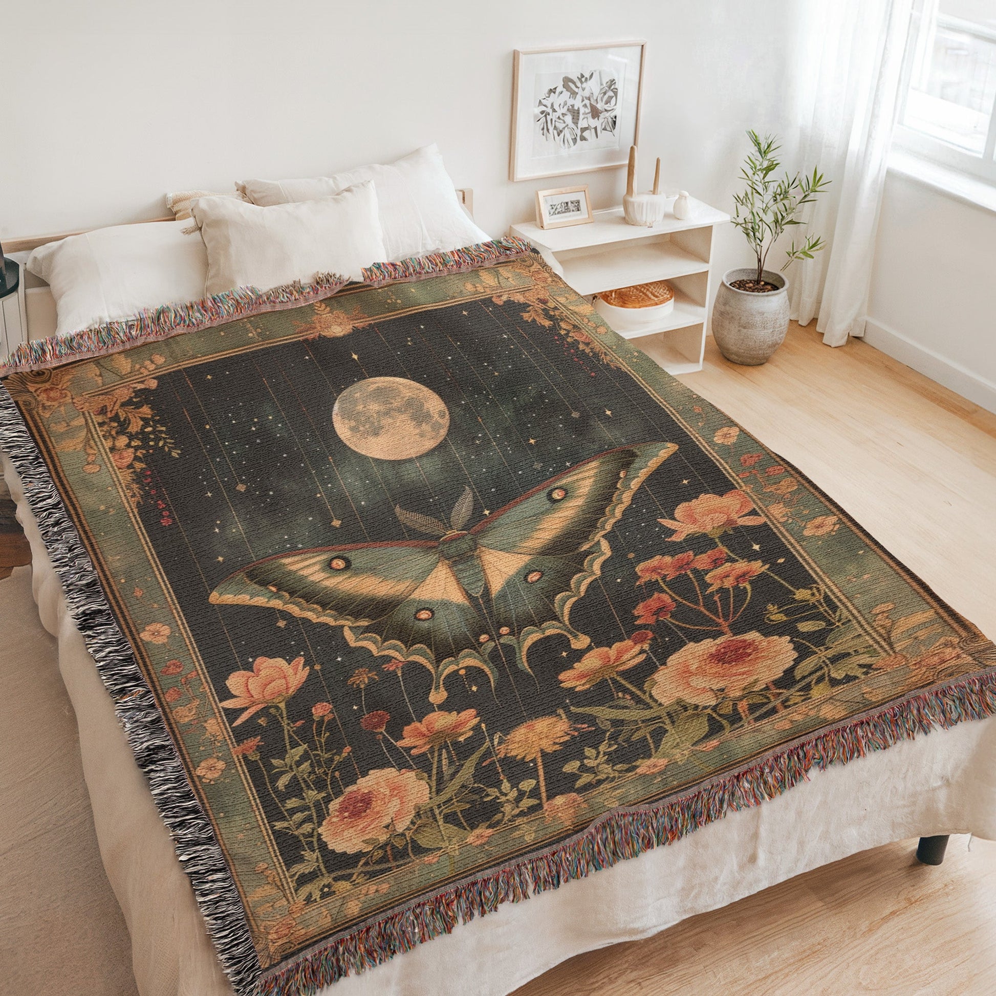 Night Garden Butterfly Cotton Blanket