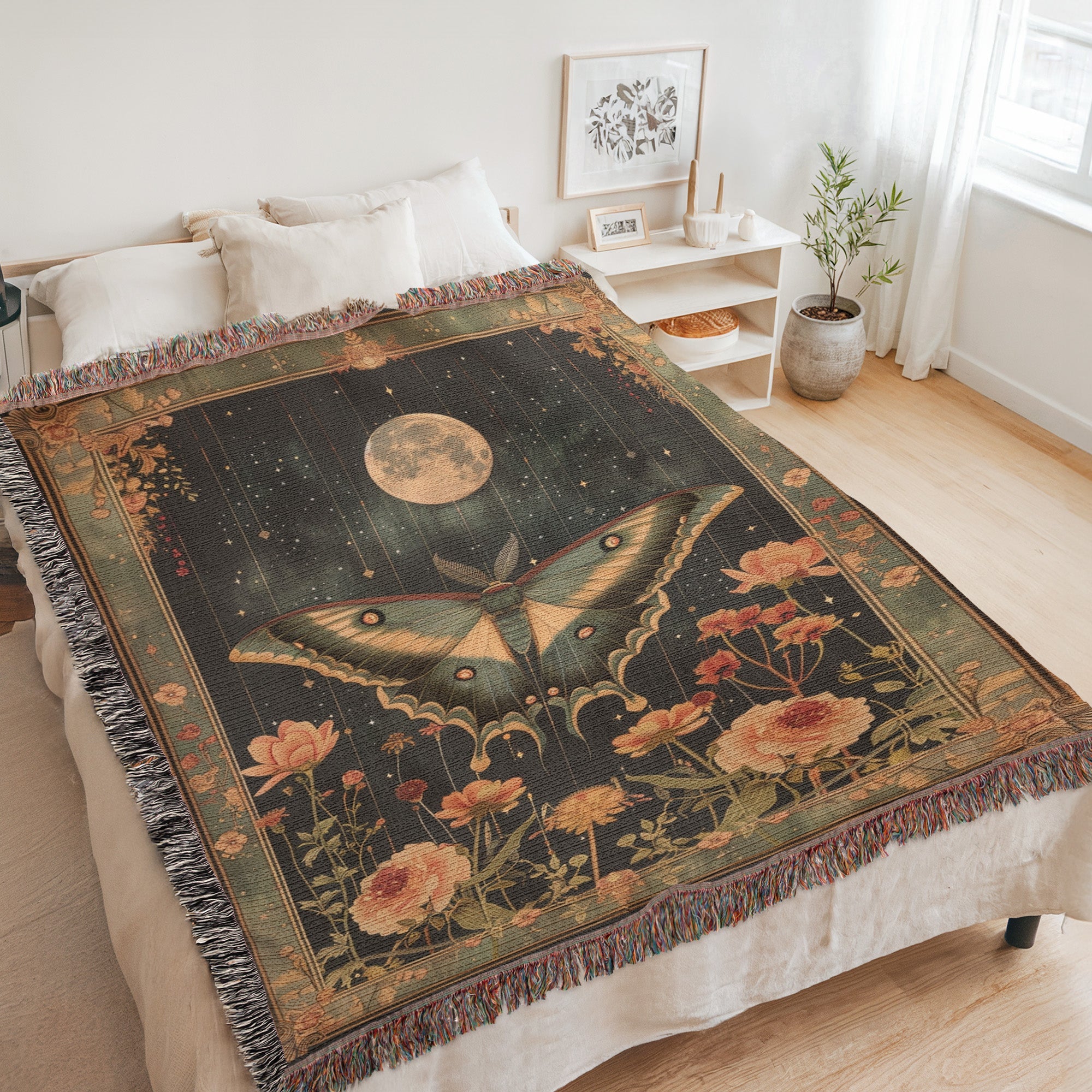 Night Garden Butterfly Cotton Blanket