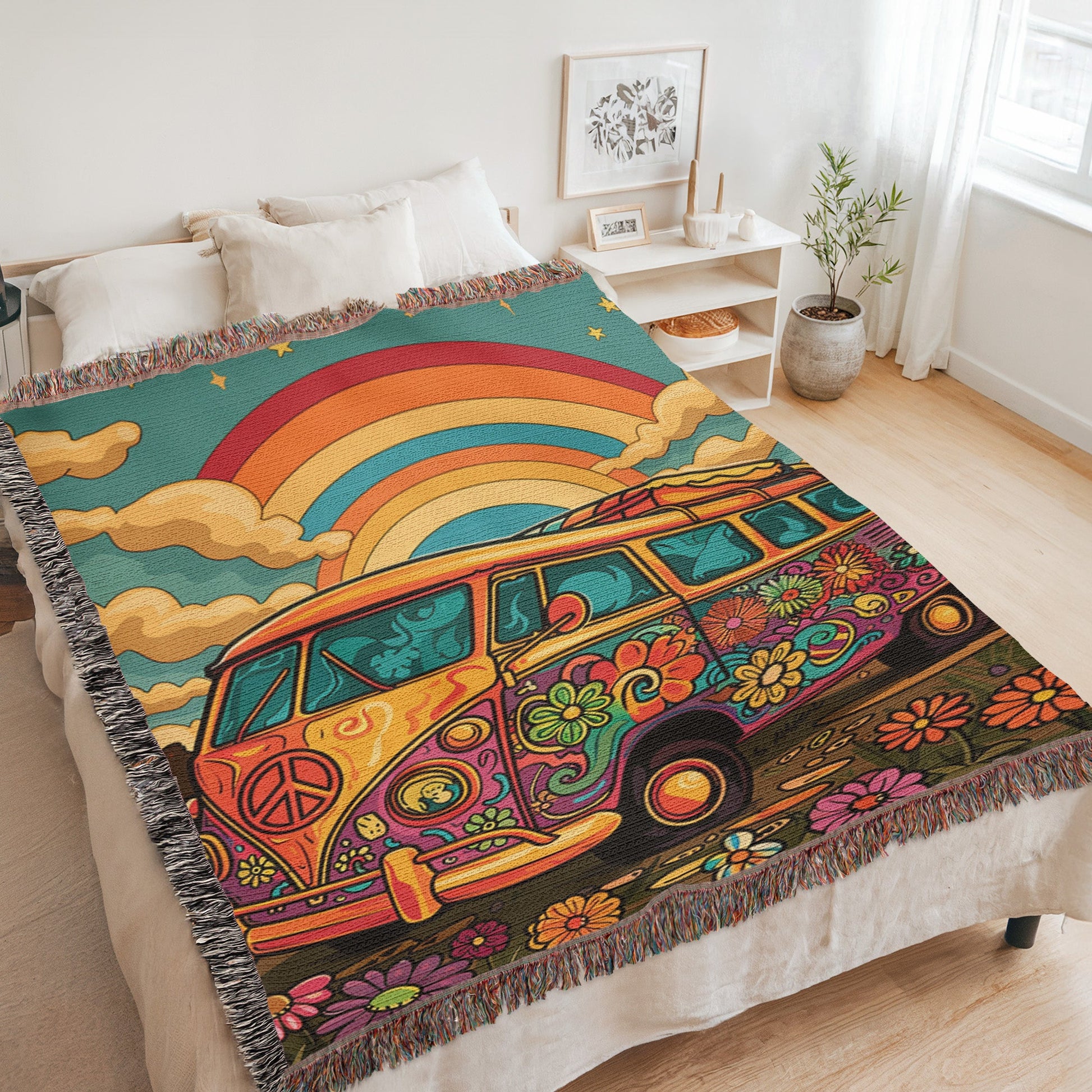 Retro Camper Vibe Woven Blanket
