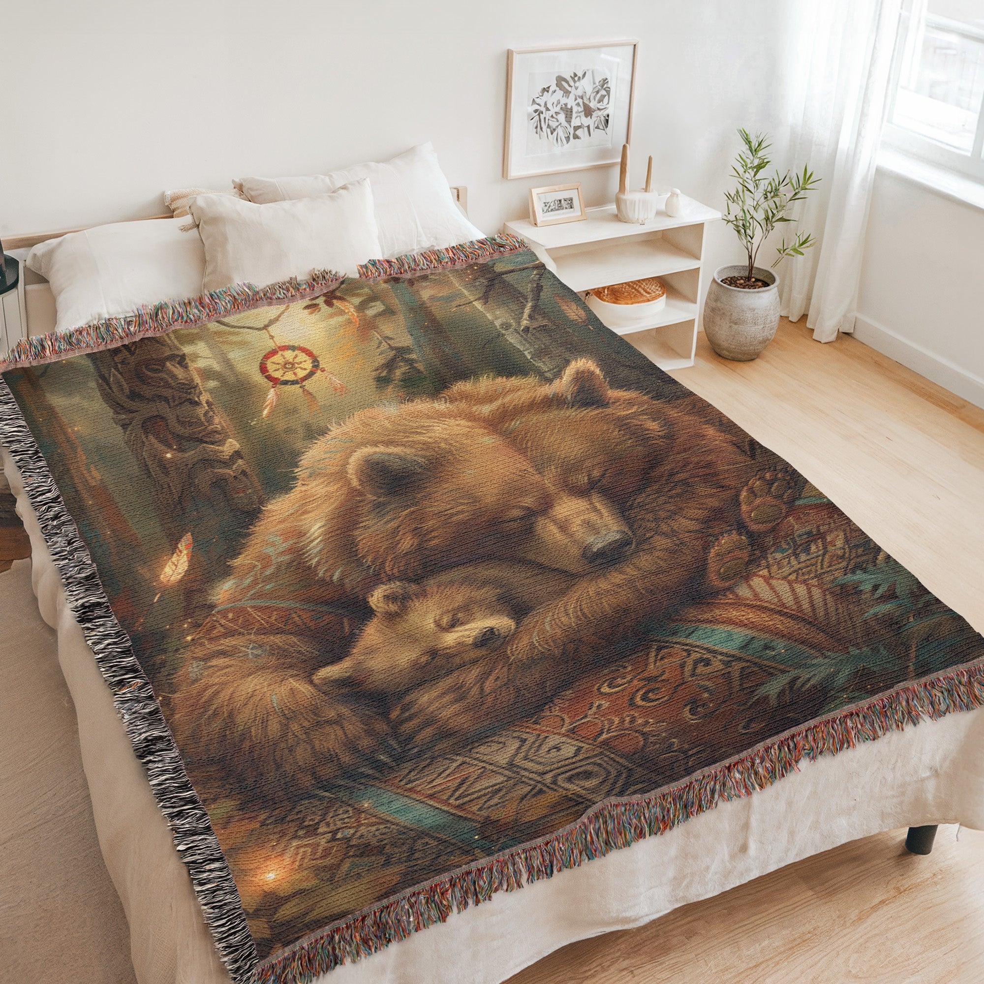 Bear’s Dreamy Sleep Woven Blanket