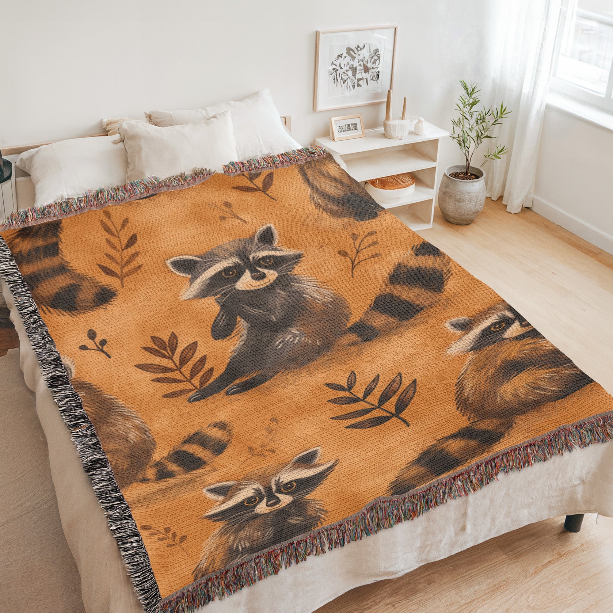 Raccoon Retreat Cozy Woven Blanket