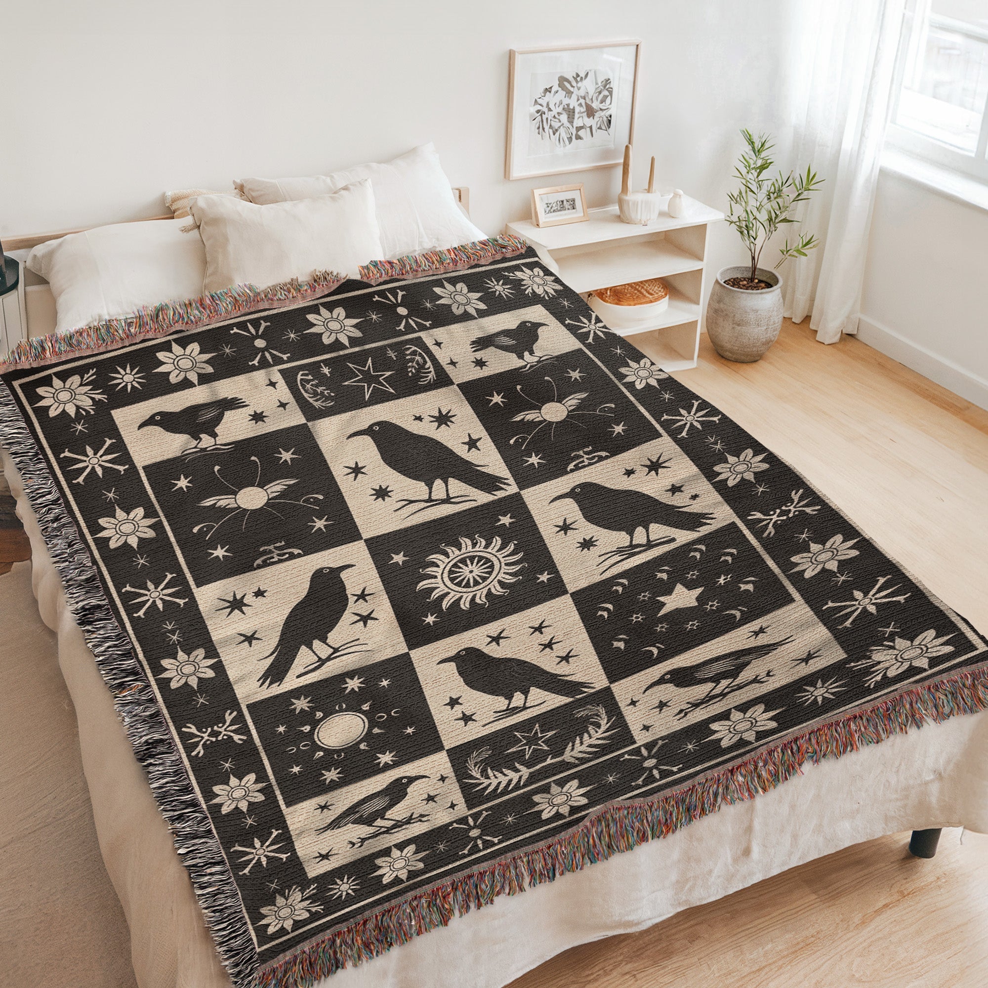 Black Crow Moonlight Woven Blanket