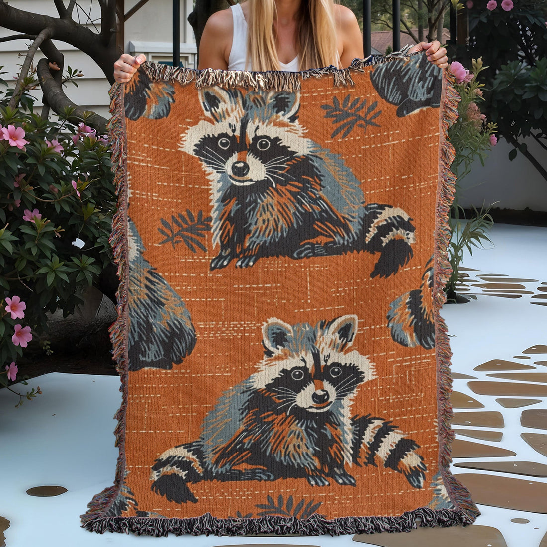 Raccoon Grove Woven Blanket