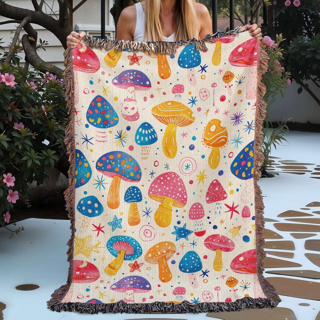 Magic Mushroom Woven Blanket