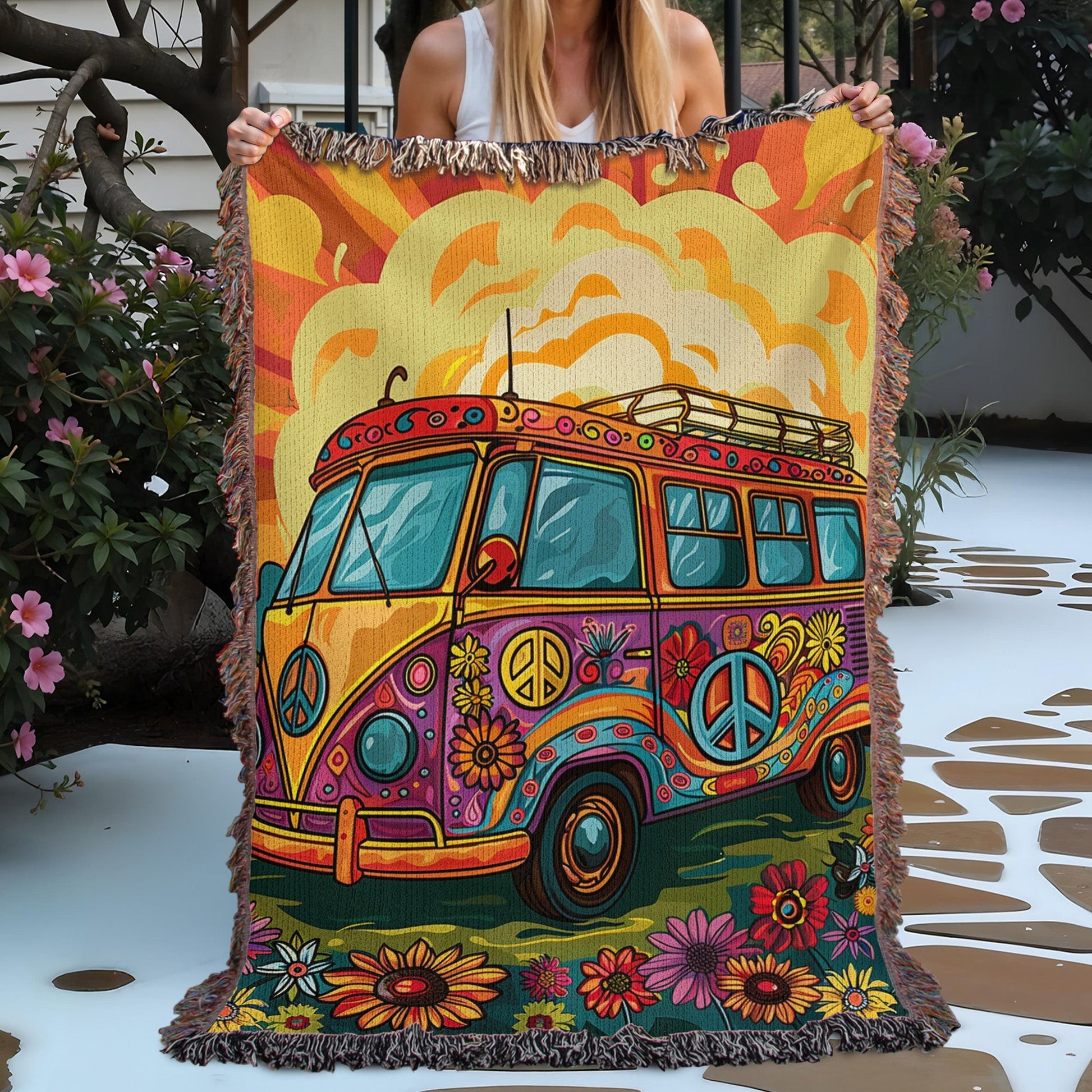Good Vibes Camper Woven Blanket