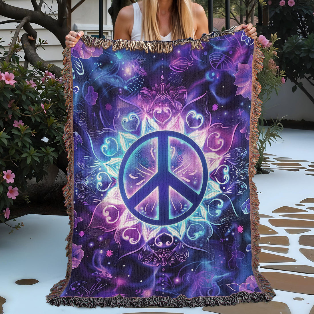 Miracle Peace Symbol Woven Blanket