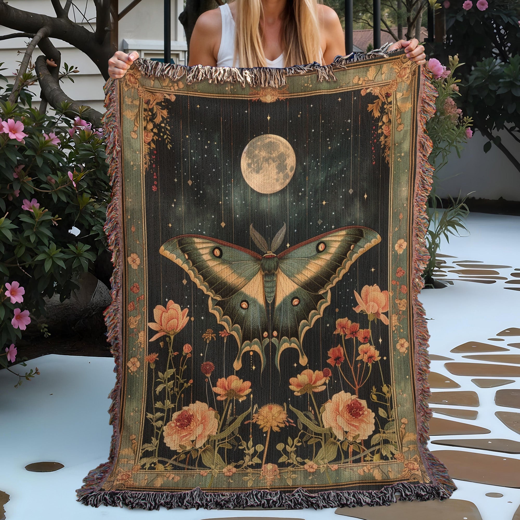 Night Garden Butterfly Cotton Blanket