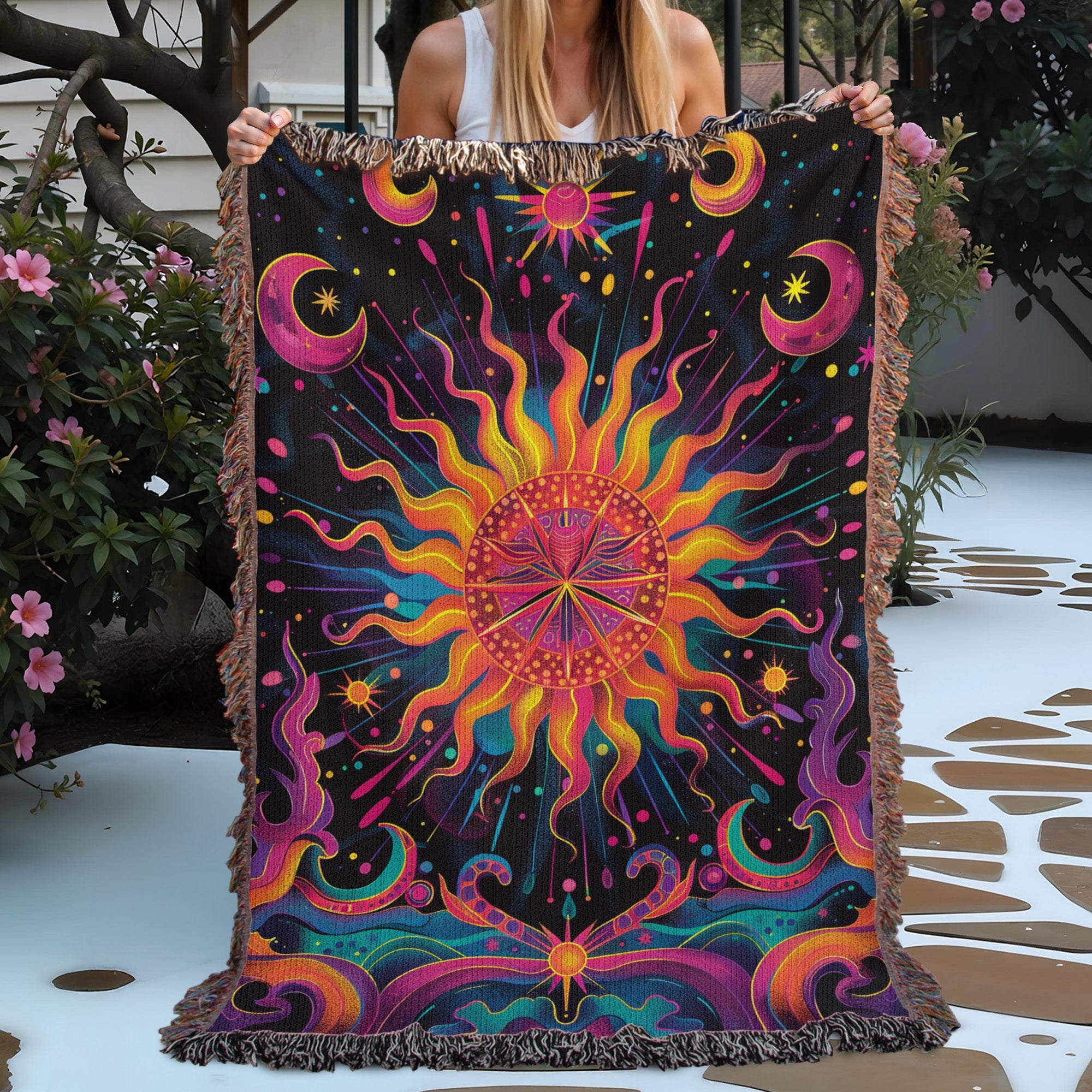 Cosmic Sun Woven Blanket