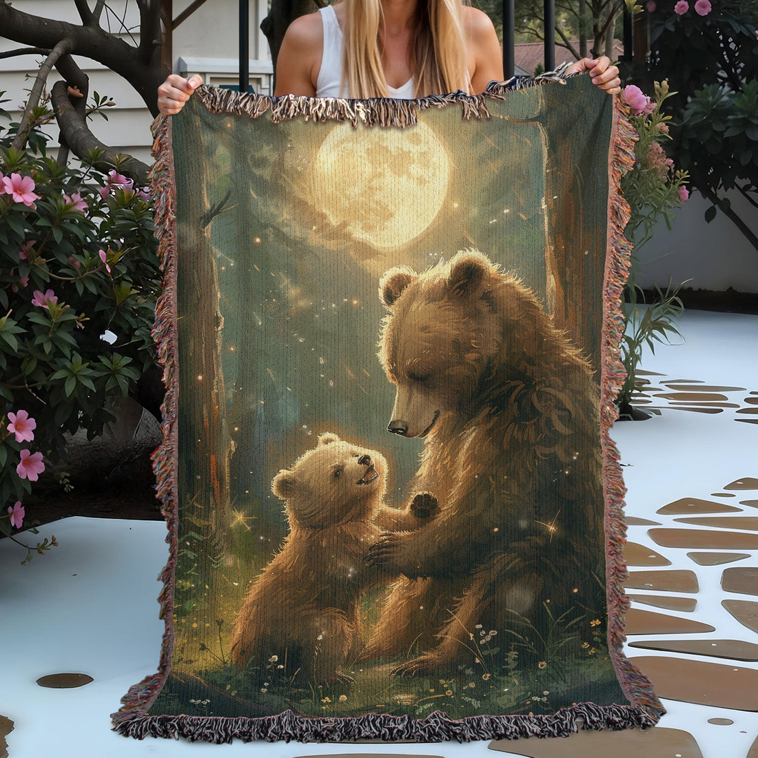 Moonlit Bear Play Woven Blanket