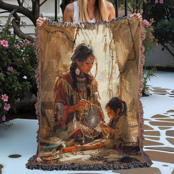 Native Mom Dreamcatcher Woven Blanket
